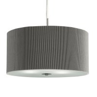 Searchlight Drum Pleat Pendant-3 Light Pleated Shade Pendant Silver with Frosted Glass Diffuser Dia 60