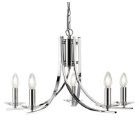 Searchlight Ascona-5 Light Ceiling Chrome Twist Frame with Clear Glass Sconces