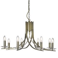Searchlight Ascona-8 Light Ceiling Antique Brass Twist Frame with Clear Glass Sconces