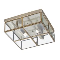 Searchlight Pisa Flush-2 Light Flush Box Antique Brass with Clear Bevelled Glass Panels