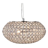 Searchlight Chantilly Pendant 3 Light Ceiling Pendant Chrome with Clear Crystal Buttons Inserts