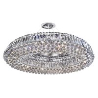 Searchlight Vesuvius- Oval 10 Light Ceiling Chrome with Clear Crystal Coffins Trim & Ball Drops