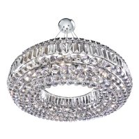Searchlight Vesuvius- Circular 10 Light Ceiling Chrome with Clear Crystal Coffins Trim & Ball Drops