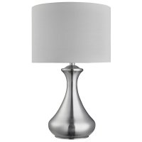Searchlight Touch Lamp Satin Silver White Shade