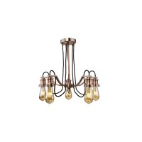 Searchlight Olivia 5 Light Ceiling Black Braided Fabric Cable Antique Copper