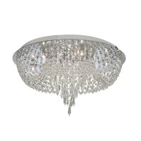 Searchlight Crisslet 10 Light Flush Ceiling Light Chrome & Clear Crystal