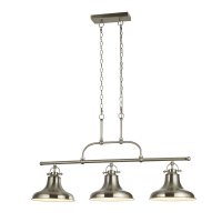 Searchlight Dallas 3 Light Industrial Bar Pendant, Satin Silver