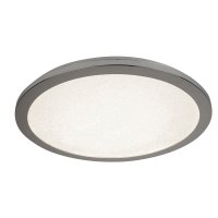 Searchlight Led Flush Ceiling Light, Dia 40Cm, Chrome And Crystal Sand, Ip44