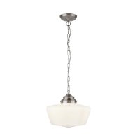 Searchlight School House White Pendant With Opal Glass