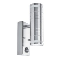 Searchlight LED Outdoor & Porch(Gu10 LED)-2 Light Pir Wall Bracket Stainless Steel Frosted Glass