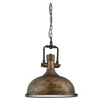 Searchlight Kansas Industrial Pendant-1 Light Pendant Black Gold Frosted Glass