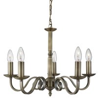 Searchlight Richmond 5 Light Ceiling Antique Brass Scroll Arms