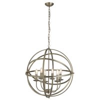 Searchlight Orbit 6 Light Cage Frame Orb Pendant Antique Brass