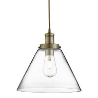 Searchlight Pyramid Pendant Antique Brass Clear Pyramid Glass Shade