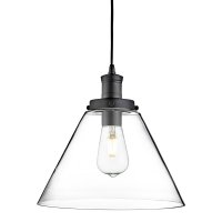 Searchlight Pyramid Pendant Matt Black Clear Pyramid Glass Shade