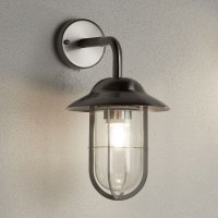 Searchlight Toronto Outdoor Wall Light Satin Silver Clear Glass