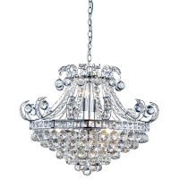 Searchlight Bloomsbury 6 Light Crystal Tiered Chandelier Chrome Clear Crystal Deco