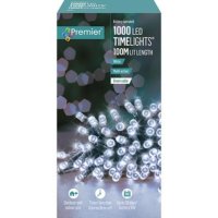 Premier Decorations Timelights Battery Operated Multi-Action 1000 LED with Green Cable - White