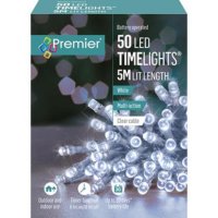 Premier Decorations Timelights Battery Operated Multi-Action 50 LED with Clear Cable - White
