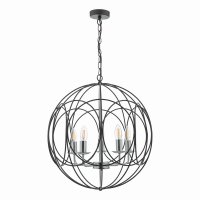 Phoenix 5 Light Pendant Matt Black With Polished Chrome Detail