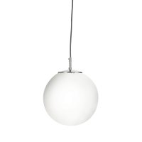 Searchlight Atom Pendant (Dia 25Cm), Satin Silver, Opal Glass