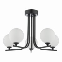 Cradle 5 Light Semi Flush Matt Black Opal Glass