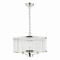 Eveyln 3 Light Pendant Polished Nickel Glass