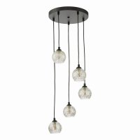Federico 5 Light Cluster Pendant Black Clear/Wire Glass