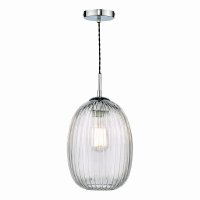 Gerard 1 Light Single Pendant Polished Chrome Ribbed Glass