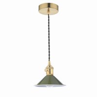 Hadano 1 Light Pendant Natural Brass With Olive Green Shade