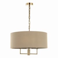 Jamelia 3 Light Shadelier Antique Brass Taupe Shade