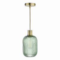 Sawyer Easy Fit Pendant Green Ribbed Glass