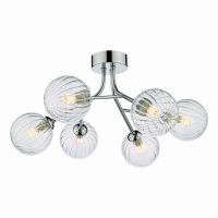 Yiska 6 Light Semi Flush Polished Chrome Ribbed Glass