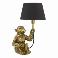 Zira Monkey Table Lamp Gold With Shade
