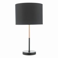Kelso 1 Light Table Lamp Matt Black Polished Copper With Shade