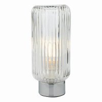 Mason Touch Table Lamp Polished Chromed Ribbed Glass