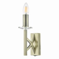 Lyon 1 Light Wall Light Antique Brass Crystal