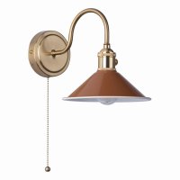Hadano 1lt Wall Light Natural Brass With Umber Shade