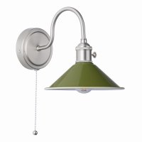 Hadano 1lt Wall Light Antique Chrome With Olive Green Shade