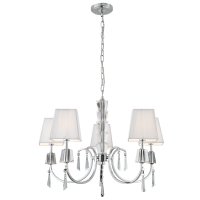 Searchlight Portico Cc/Glass 5 Light Pend Wh String Shade