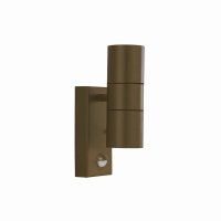 Searchlight Metro LED 2 Light Outdoor Wall Light Rust Brown & Glass