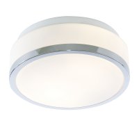 Searchlight Cheese-Bathroom-Ip44 2 Light Flush Opal White Glass Shade with Chrome Trim Dia 23cm