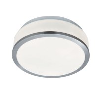 Searchlight Cheese-Bathroom-Ip44 2Lt Flush,Opal White Glass Shade,Satin Silver Trim Dia 23Cm