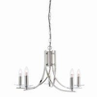 Searchlight Ascona 5 Light Pendant Satin Silver with Clear Glass Sconces