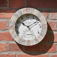 Outside In Stonegate Wall Clock & Thermometer 10in
