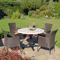 AVIGNON Dining Table with 4 STOCKHOLM Brown Chairs Set