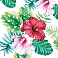 Ambiente 3-Ply  Napkins Hibiscus Floral White