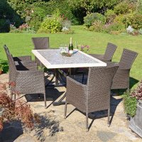 WILMINGTON Dining Table with 6 STOCKHOLM Brown Chairs Set