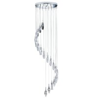 Searchlight Sculptured Ice 20 Light Multi-Drop Pendant-Chrome & Clear Crystal