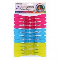 24 Colourful Jumbo Clothes Pegs